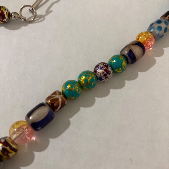 Millefiori Glass And Enameled Metal Beaded Necklace - Picture 3 of 7